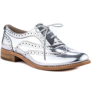 Sam Edelman metallic jerome spectator oxford flats
